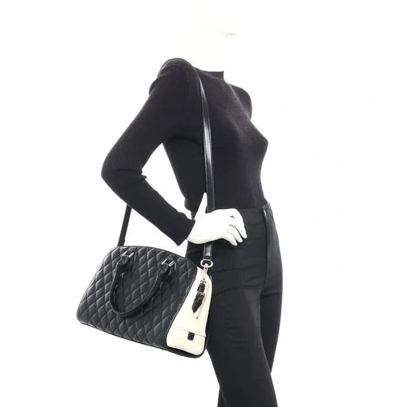 Charles Jourdan Paris Quilted Leather Two-Tone Satchel – NWOT w/ Dust Bag - Picture 2 of 14